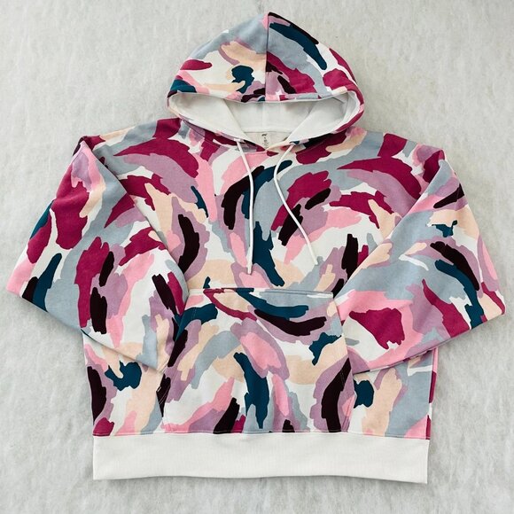 Dip Womens Multicolor Abstract Camouflage Print Streetwear Pullover Hoodie Sz L - Picture 1 of 8